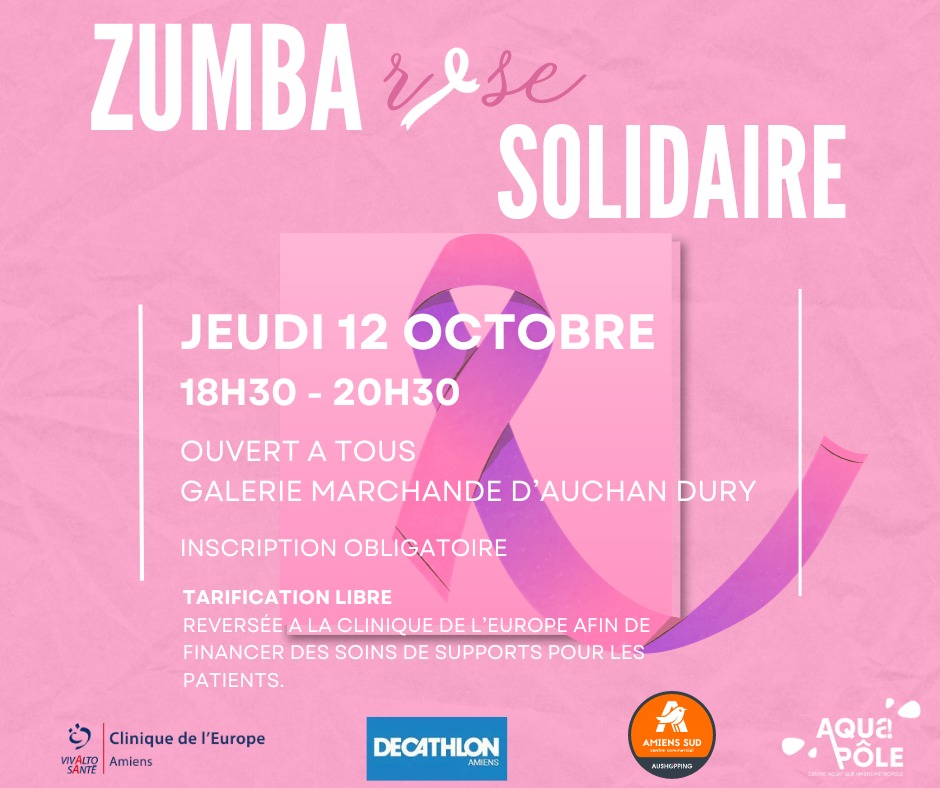 Affiche Zumba solidaire octobre rose le 12 octobre à Amiens
