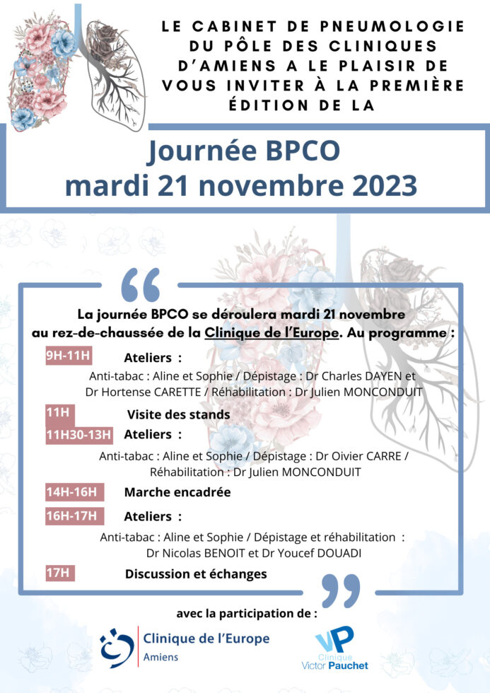 Affiche de la journée BPCO et de son programme à la Clinique de l'Europe à Amiens